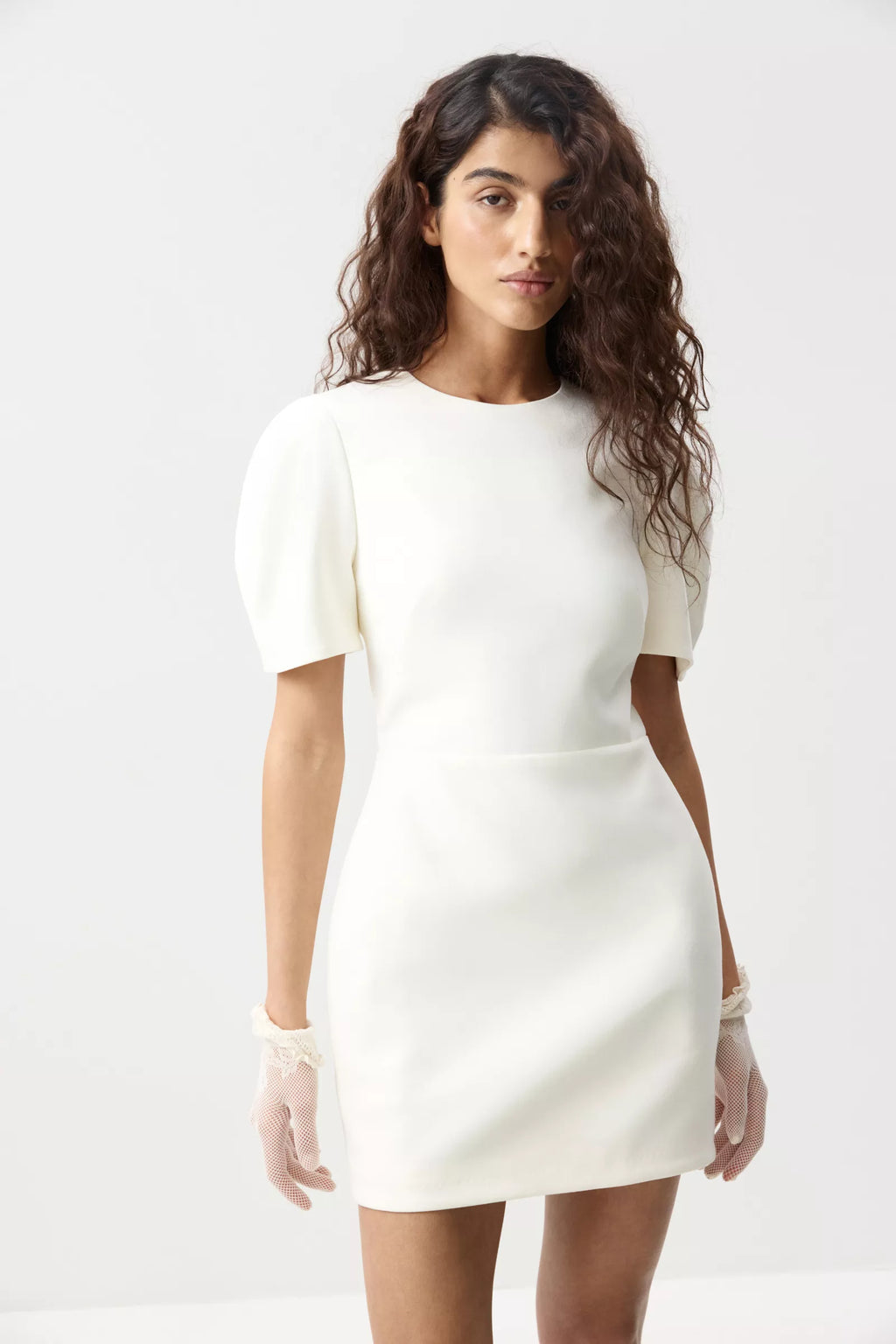 Mini dress with puff sleeves