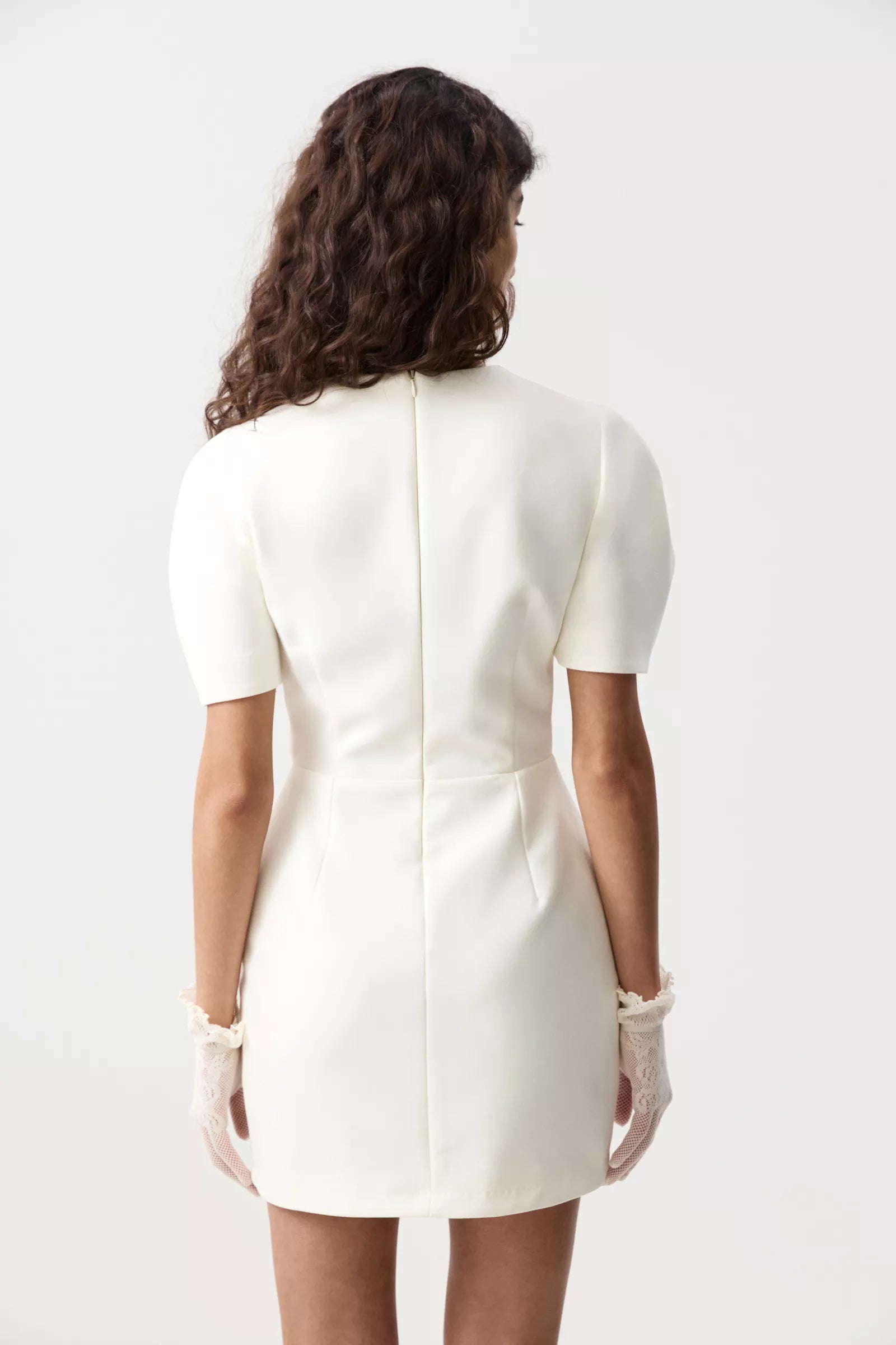 Mini dress with puff sleeves