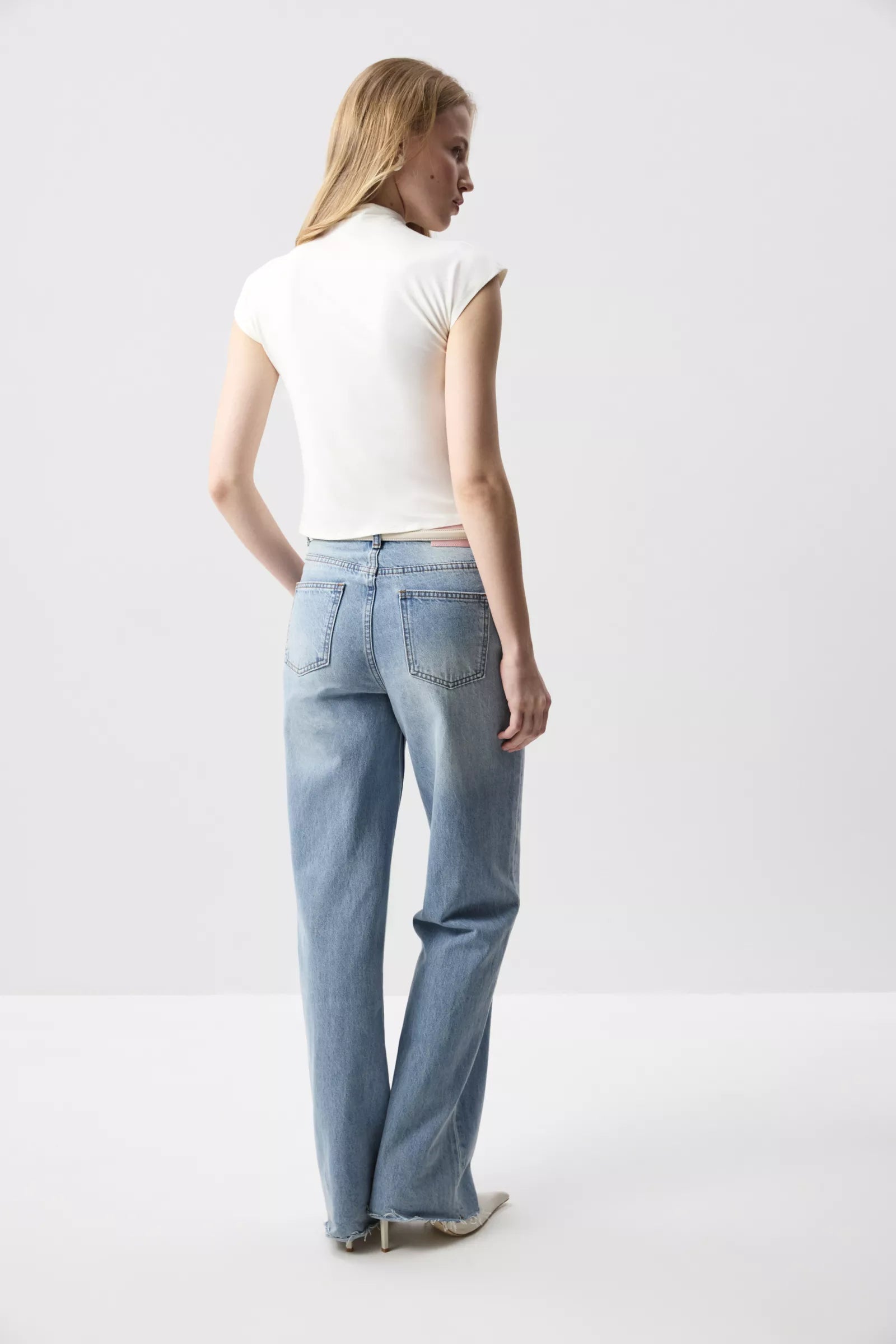 High-neck knitted blouse